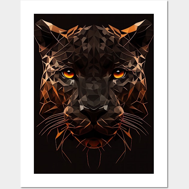 Triangle Panther - Abstract polygon animal face staring Wall Art by LuneFolk